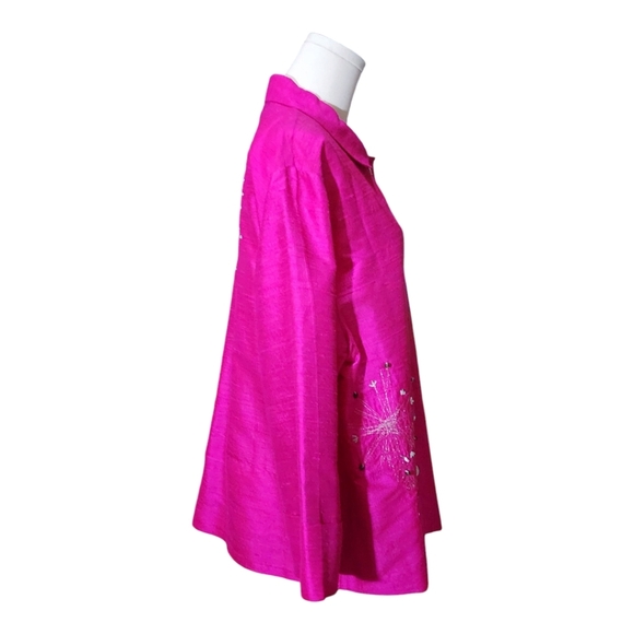 Michael Simon Pink Silk Jacket Embroidered Beaded Vintage 90s Size 0X - Picture 4 of 13